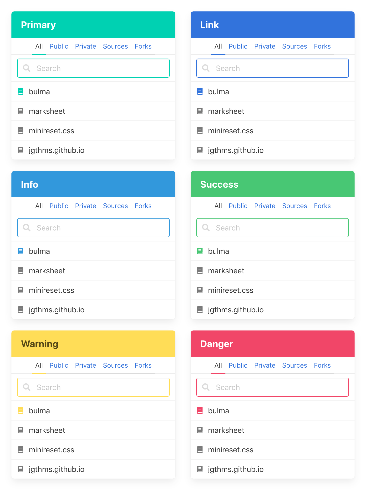 Panel colors